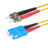 0.2dB SC/UPC to ST/UPC Single-mode Duplex Fiber Patch Cable | Corning SMF-28 Ultra Fiber | Red and Black Boots | OS1/OS2 Compatible | OFNR Jacket