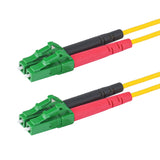 0.2dB LC/APC to LC/APC Single-mode Duplex Fiber Patch Cable | Corning SMF-28 Ultra Fiber | Red and Black Boots | OS1/OS2 Compatible | OFNR Jacket