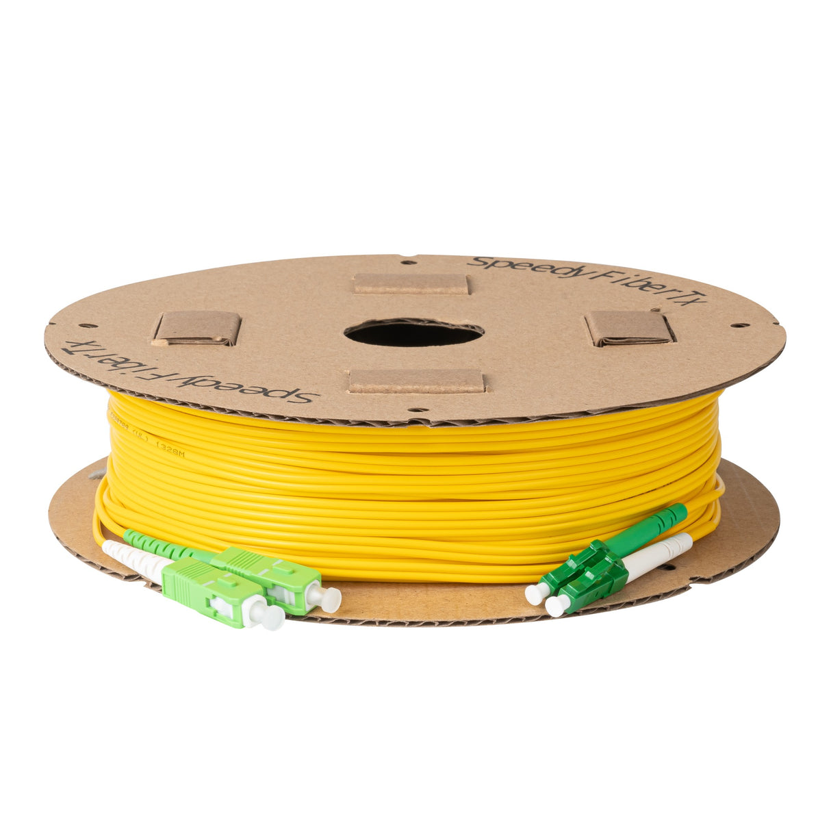 電信級 0.2dB 單模雙工 LC/APC to SC/APC 光纖跳線 | 康寧纖芯 | 綠白尾套 | OFNR 外被