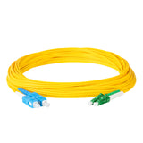 0.2dB LC/APC to SC/UPC Single-mode Duplex Fiber Patch Cable | Corning SMF-28 Ultra Fiber | Green, Blue and White Boots | OS1/OS2 Compatible | OFNR Jacket
