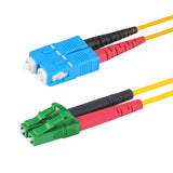 0.2dB LC/APC to SC/UPC Single-mode Duplex Fiber Patch Cable | Corning SMF-28 Ultra Fiber | Red and Black Boots | OS1/OS2 Compatible | OFNR Jacket