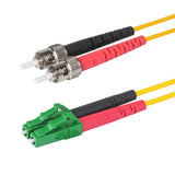 0.2dB LC/APC to ST/UPC Single-mode Duplex Fiber Patch Cable | Corning SMF-28 Ultra Fiber | Red and Black Boots | OS1/OS2 Compatible | OFNR Jacket