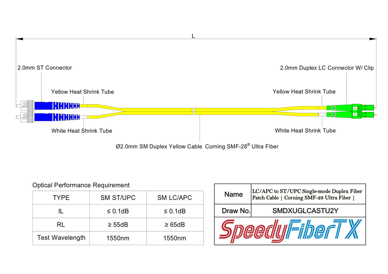Ultra Low Loss 0.1dB LC/APC to ST/UPC Single-mode Duplex Fiber Patch C ...
