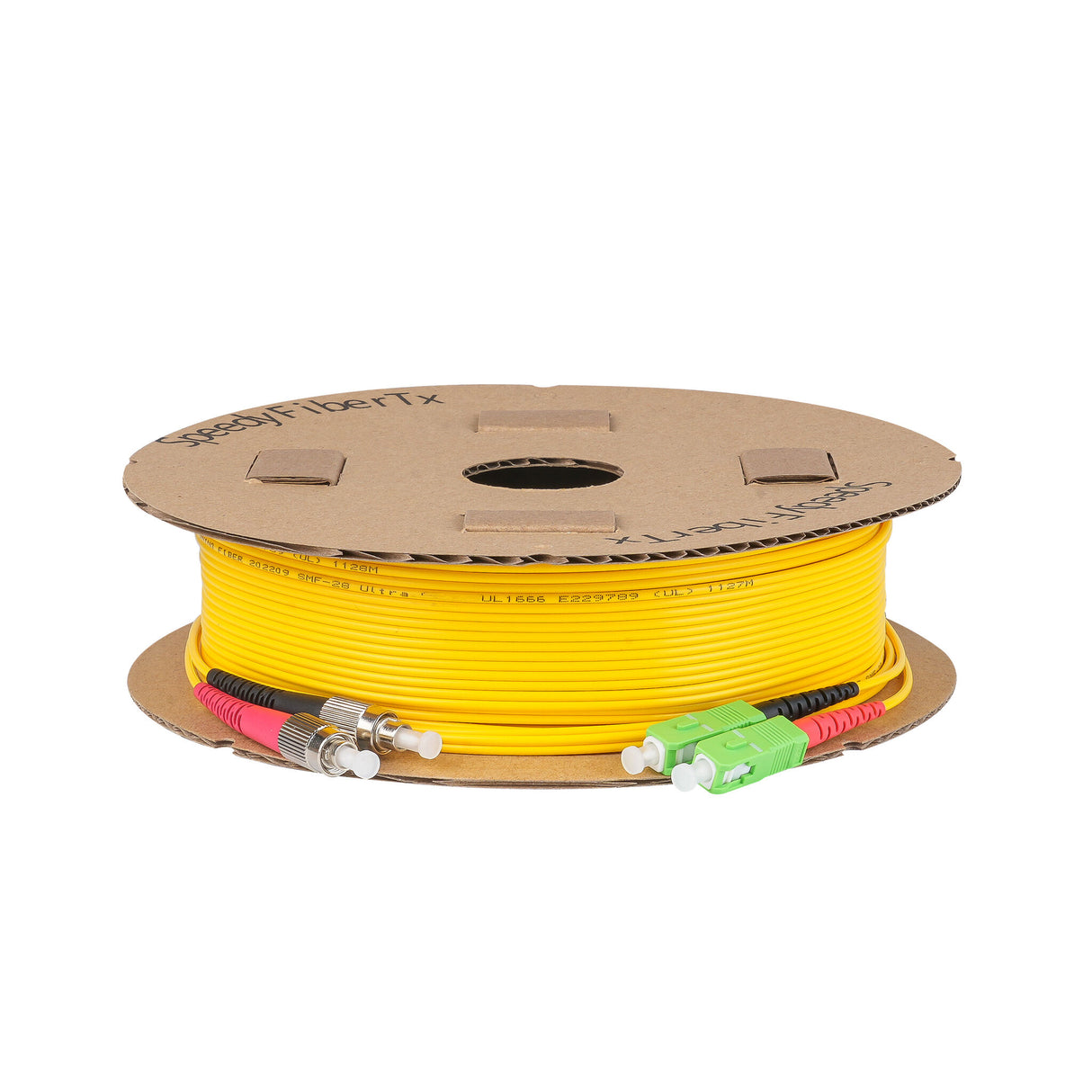 0.2dB SC/APC to FC/APC Single-mode Duplex Fiber Patch Cable | Corning SMF-28 Ultra Fiber | Red and Black Boots | OS1/OS2 Compatible | OFNR Jacket