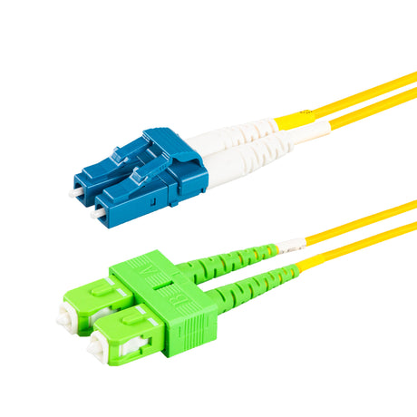SpeedyFiberTX  SC/APC to LC/UPC Single-Mode Duplex  Fiber Patch Cable | Corning SMF-28 Ultra Fiber | OS1/OS2 Compatible
