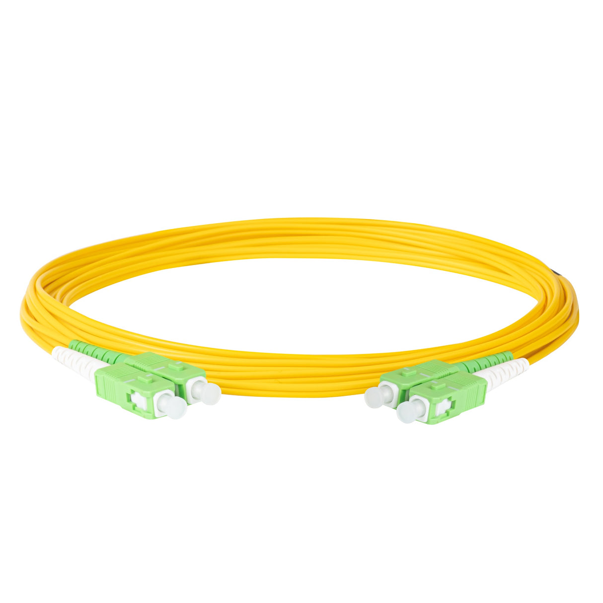 電信級 0.2dB 單模雙工 SC/APC to SC/APC 光纖跳線 | 康寧纖芯 | 綠白尾套 | OFNR 外被