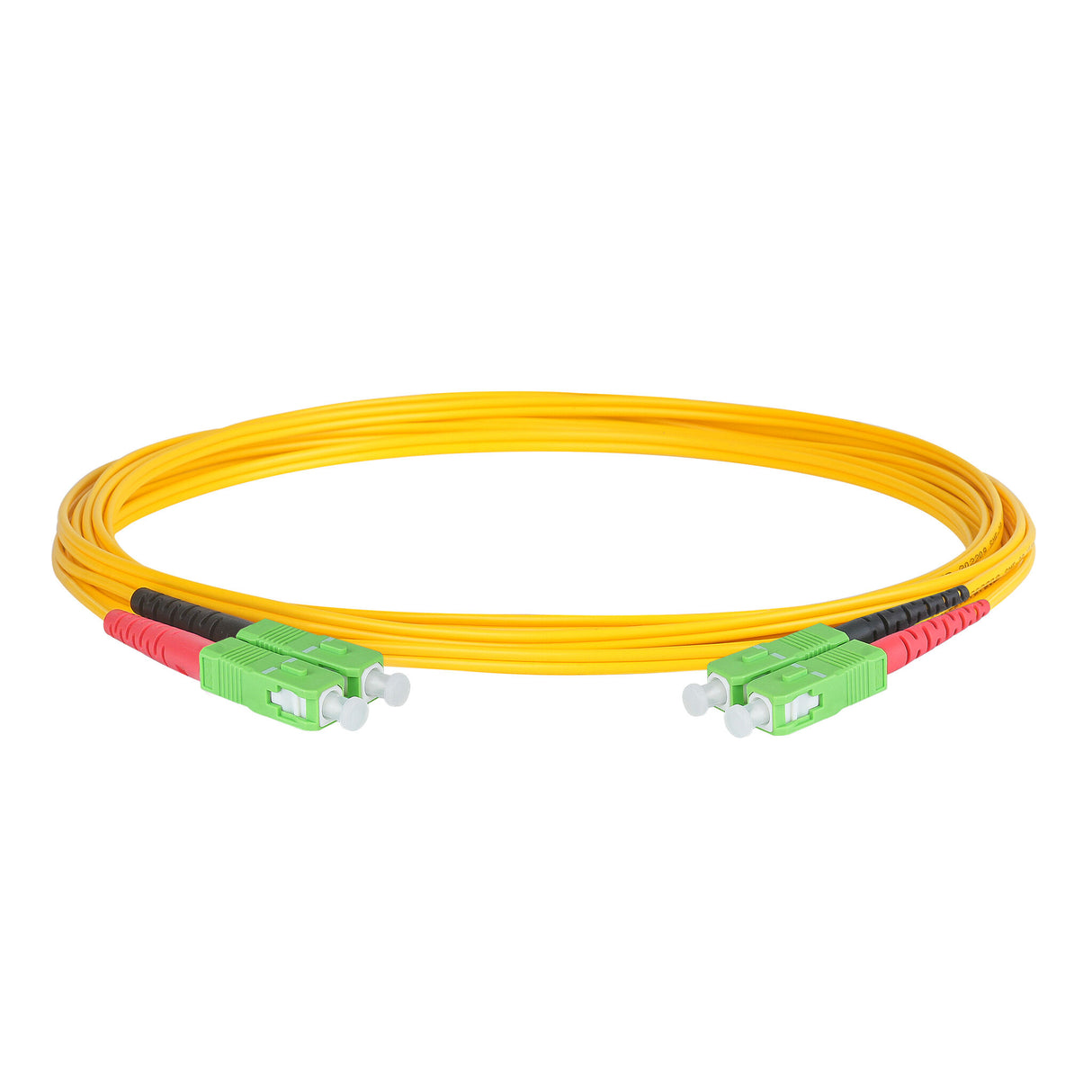 0.2dB SC/APC to SC/APC Single-mode Duplex Fiber Patch Cable | Corning SMF-28 Ultra Fiber | Red and Black Boots | OS1/OS2 Compatible | OFNR Jacket