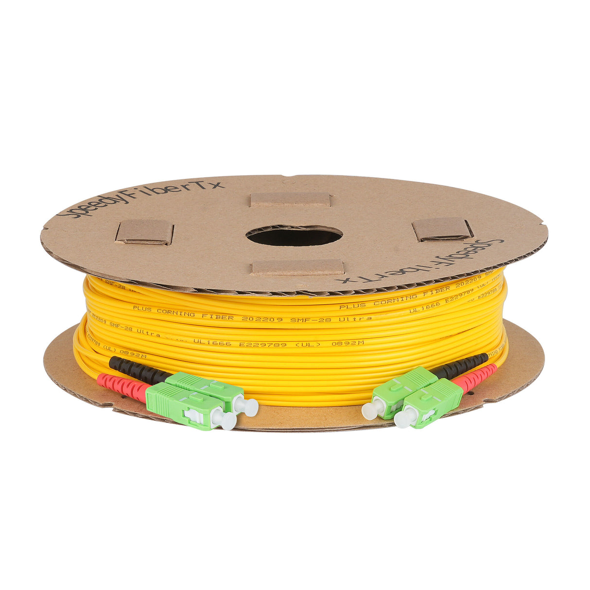 0.2dB SC/APC to SC/APC Single-mode Duplex Fiber Patch Cable | Corning SMF-28 Ultra Fiber | Red and Black Boots | OS1/OS2 Compatible | OFNR Jacket