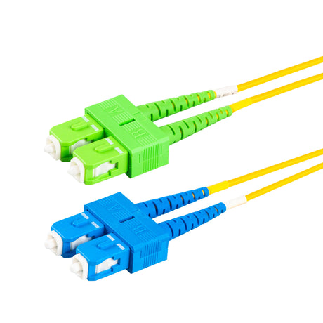 SpeedyFiberTX  SC/APC to SC/UPC Single-Mode Duplex  Fiber Patch Cable | Corning SMF-28 Ultra Fiber | OS1/OS2 Compatible