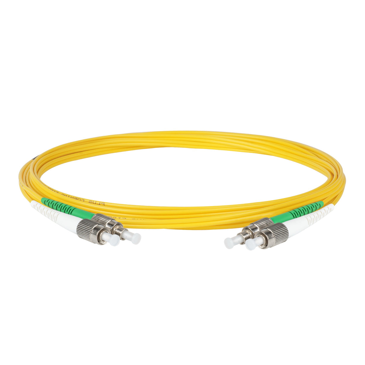 電信級 0.2dB 單模雙工 FC/APC to FC/APC 光纖跳線 | 康寧纖芯 | 綠白尾套 | OFNR 外被