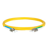 0.2dB FC/APC to ST/UPC Single-mode Duplex Fiber Patch Cable | Corning SMF-28 Ultra Fiber | Green, Blue and White Boots | OS1/OS2 Compatible | OFNR Jacket