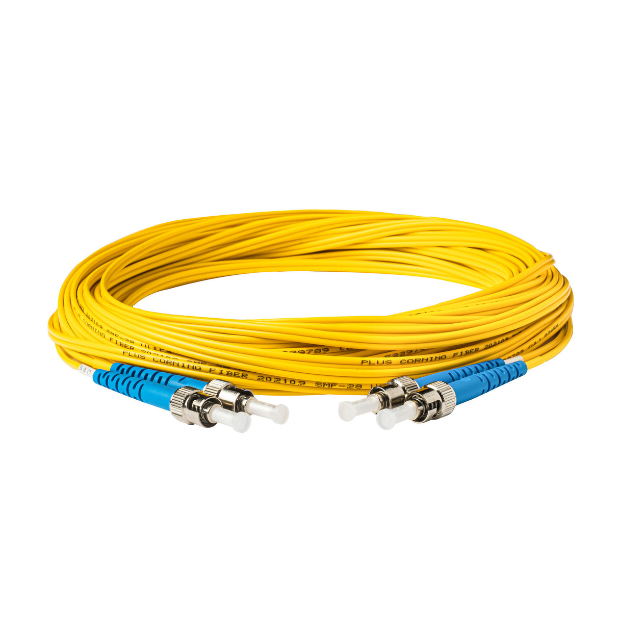 SpeedyFiberTX Low Loss 0.15dB ST/UPC to ST/UPC Single-Mode Duplex Fiber Patch Cable | Corning SMF-28 Ultra Fiber | OS1/OS2 Compatible | OFNR Jacket