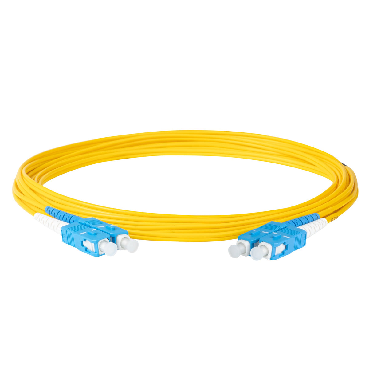 0.2dB SC/UPC to SC/UPC Single-mode Duplex Fiber Patch Cable | Corning SMF-28 Ultra Fiber | Blue and White Boots | OS1/OS2 Compatible | OFNR Jacket