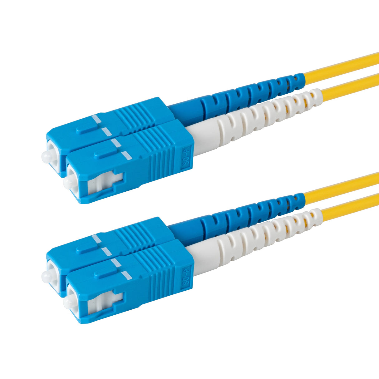0.2dB SC/UPC to SC/UPC Single-mode Duplex Fiber Patch Cable | Corning SMF-28 Ultra Fiber | Blue and White Boots | OS1/OS2 Compatible | OFNR Jacket