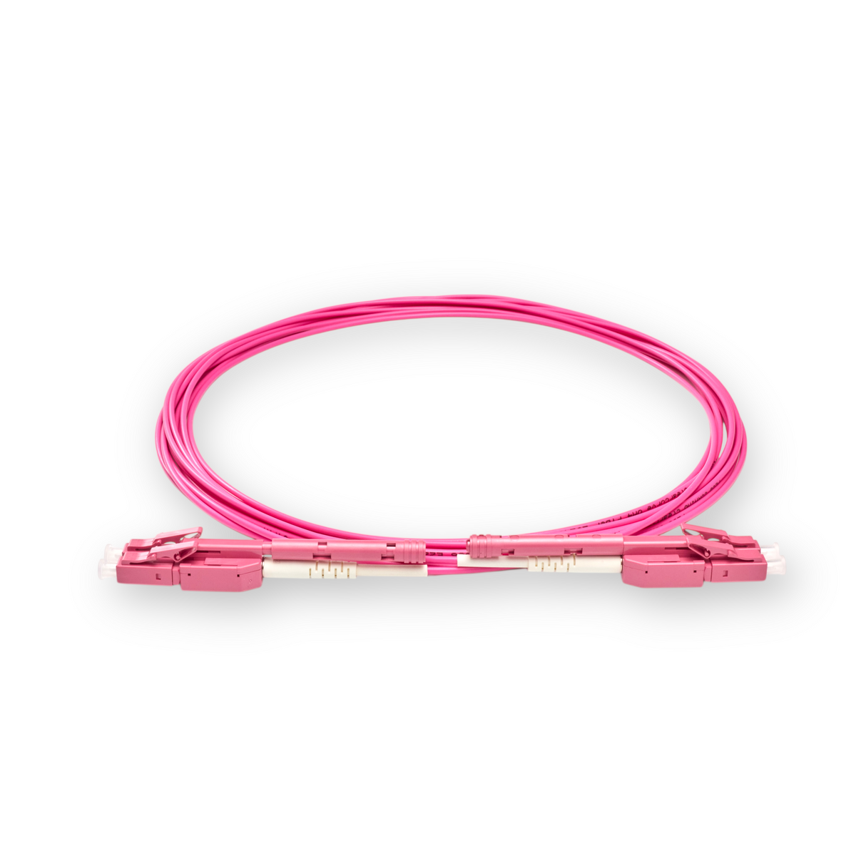 Push-Pull Tab Uniboot Low Loss 0.15dB OM4 LC/UPC to LC/UPC Fiber Patch Cable | Polarity Switchable | Corning OM4 Fiber | Magenta Connector | LSZH Jacket | Speedy Model A Push-Pull Tab Uniboot