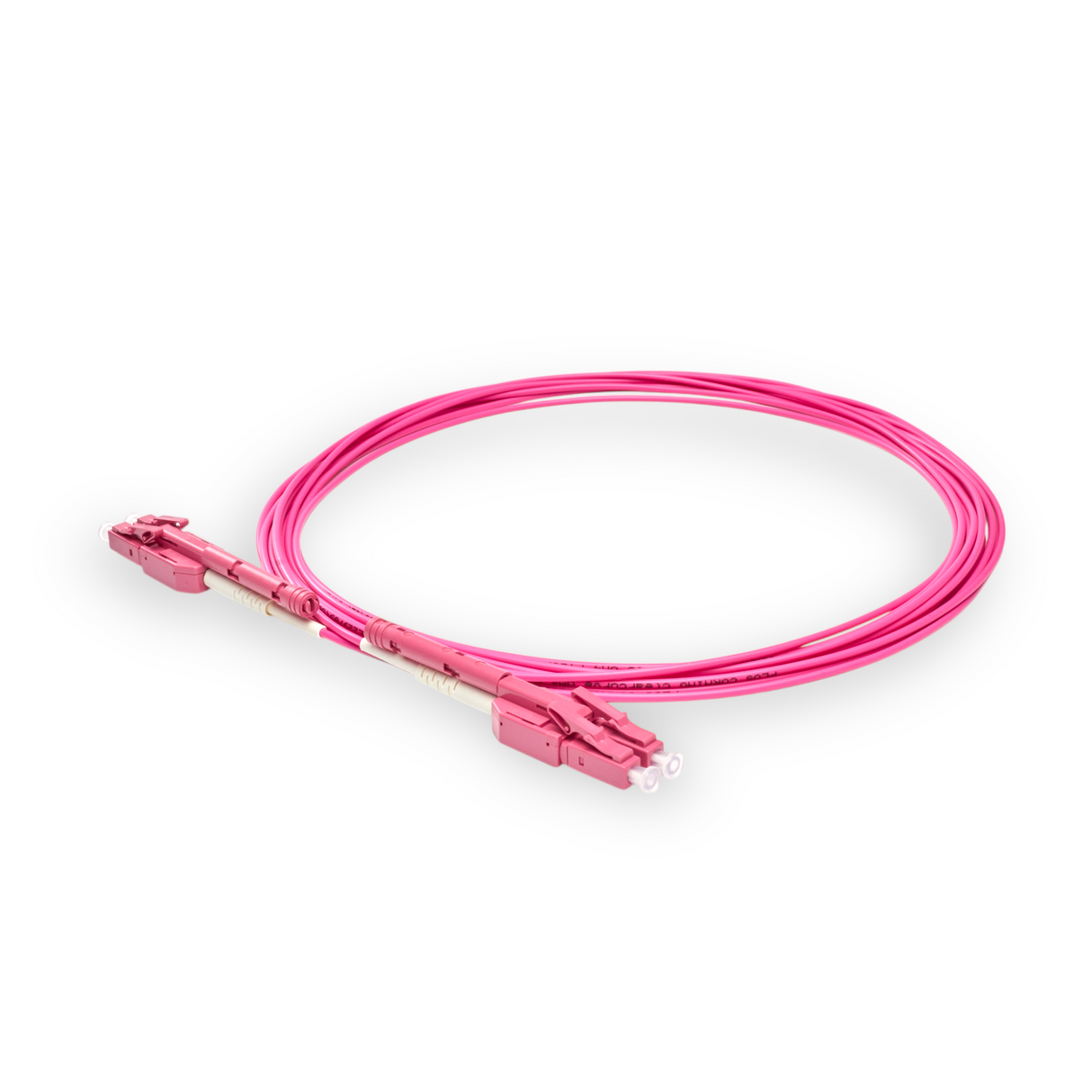 Push-Pull Tab Uniboot Low Loss 0.15dB OM4 LC/UPC to LC/UPC Fiber Patch Cable | Polarity Switchable | Corning OM4 Fiber | Magenta Connector | LSZH Jacket | Speedy Model A Push-Pull Tab Uniboot