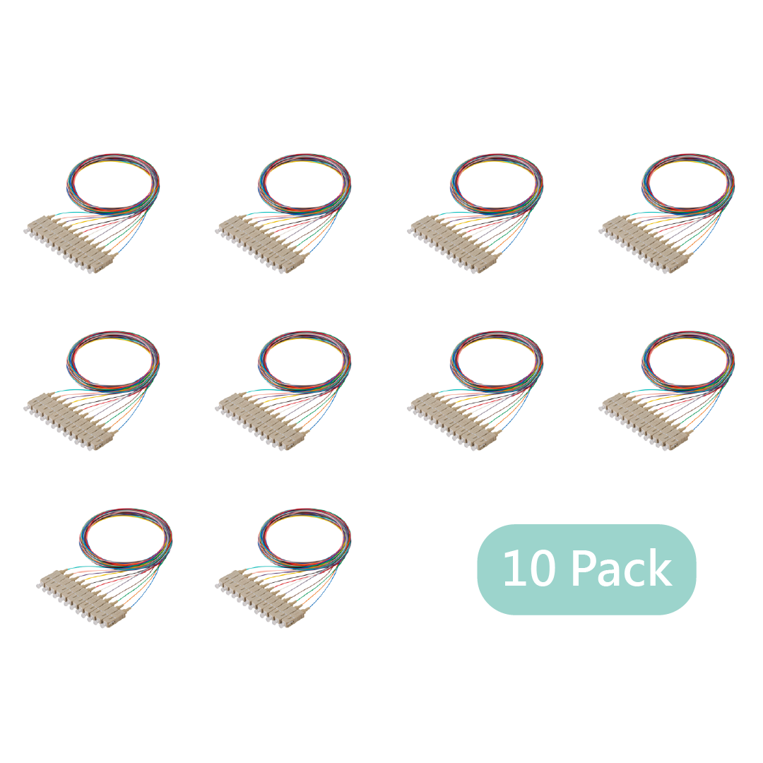 Bundle Deal – SpeedyFiberTX SC 12-Fiber 900µm OM4 Fiber Optic Pigtail | Corning ClearCurve | Multimode | 2m | 5-Pack / 10-Pack