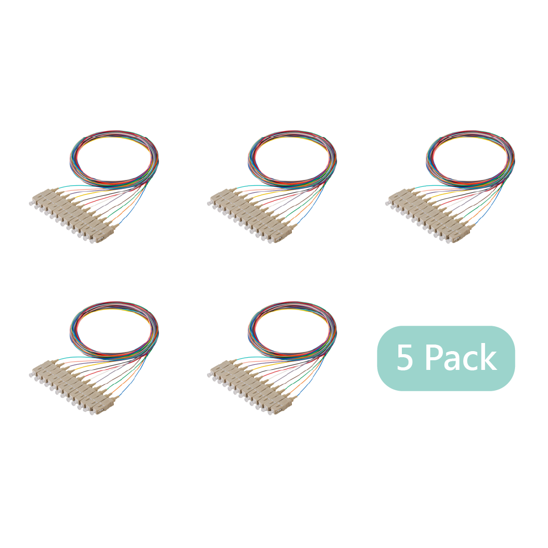 Bundle Deal – SpeedyFiberTX SC 12-Fiber 900µm OM4 Fiber Optic Pigtail | Corning ClearCurve | Multimode | 2m | 5-Pack / 10-Pack