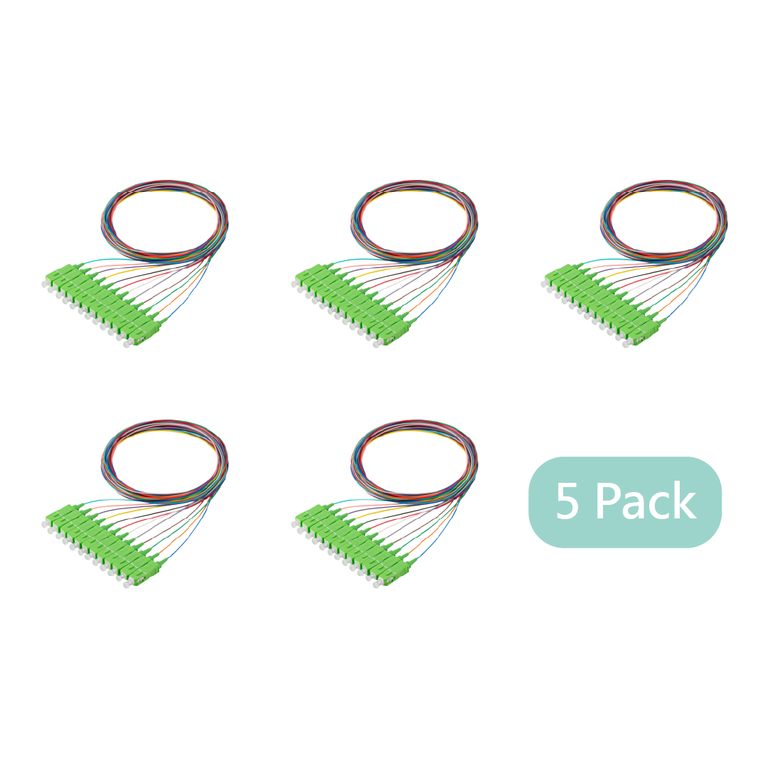 Bundle Deal – SpeedyFiberTX SC/APC 12-Fiber 900µm Fiber Optic Pigtail | Corning SMF-28 Ultra Fiber | OS1/OS2 Compatible | Single-mode |  1m | 5-Pack / 10-Pack